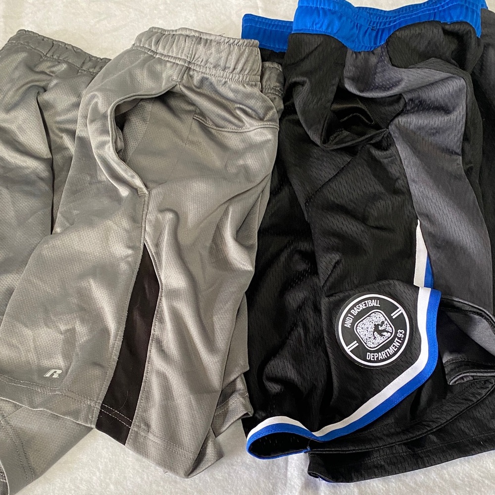 Men's 3XL Russell Athletic & And1 Shorts in Gray & Blue Pockets (Set of 2)
